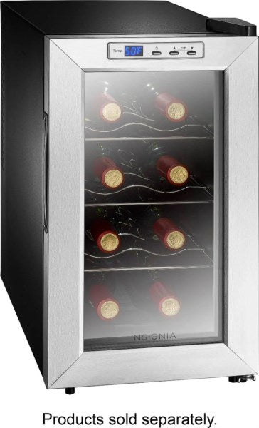 Insignia - 8-Bottle Wine Cooler - Stainless Steel