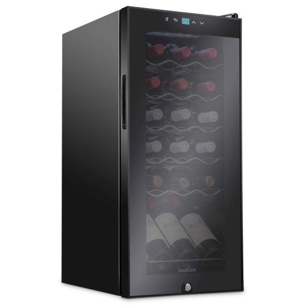 Ivation 18 Bottle Compressor Wine Cooler Refrigerator with Lock, Black