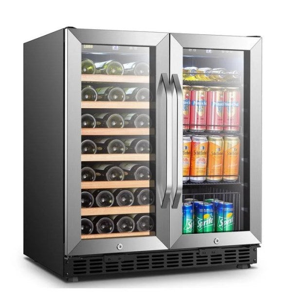Lanbo - 70 Can 33 Bottle Wine and Beverage Cooler - Black