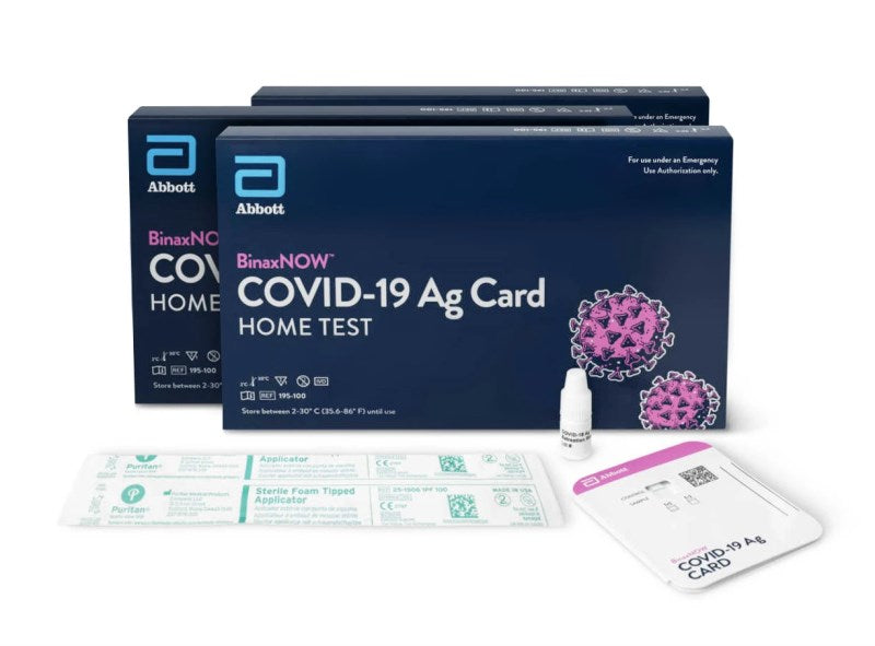 Abbott BinaxNOW COVID-19 Ag Card Home Test with eMed Telehealth Services for Travel - 3 Pack