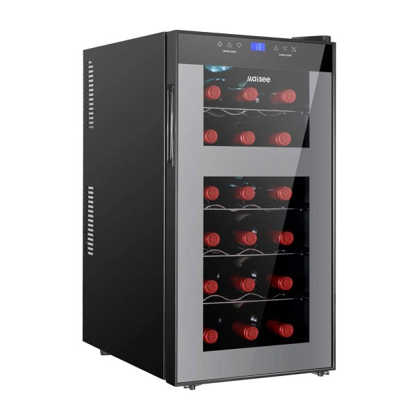 Maisee Dual Zone Wine Cooler Refrigerator Chiller Fridge Upper Zone 44f-54f Lower Zone 54f-65f for Red White Wine Champagne Sparkling in Home Office