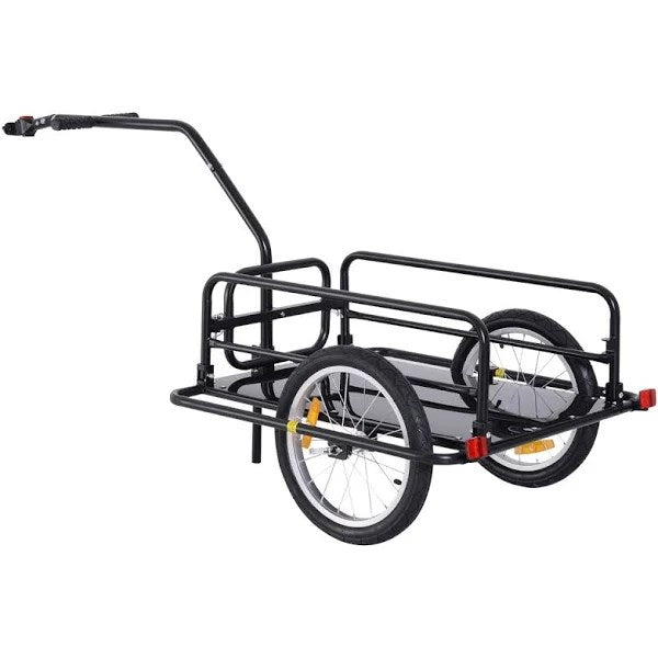 Aosom Folding Bike Cargo Trailer Cart with Seat Post Hitch - Black