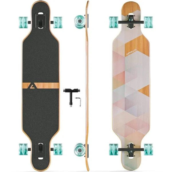 Apollo Drop Deck Bamboo Longboard, Skateboard for Teenagers, Kids & Adults, Nauro