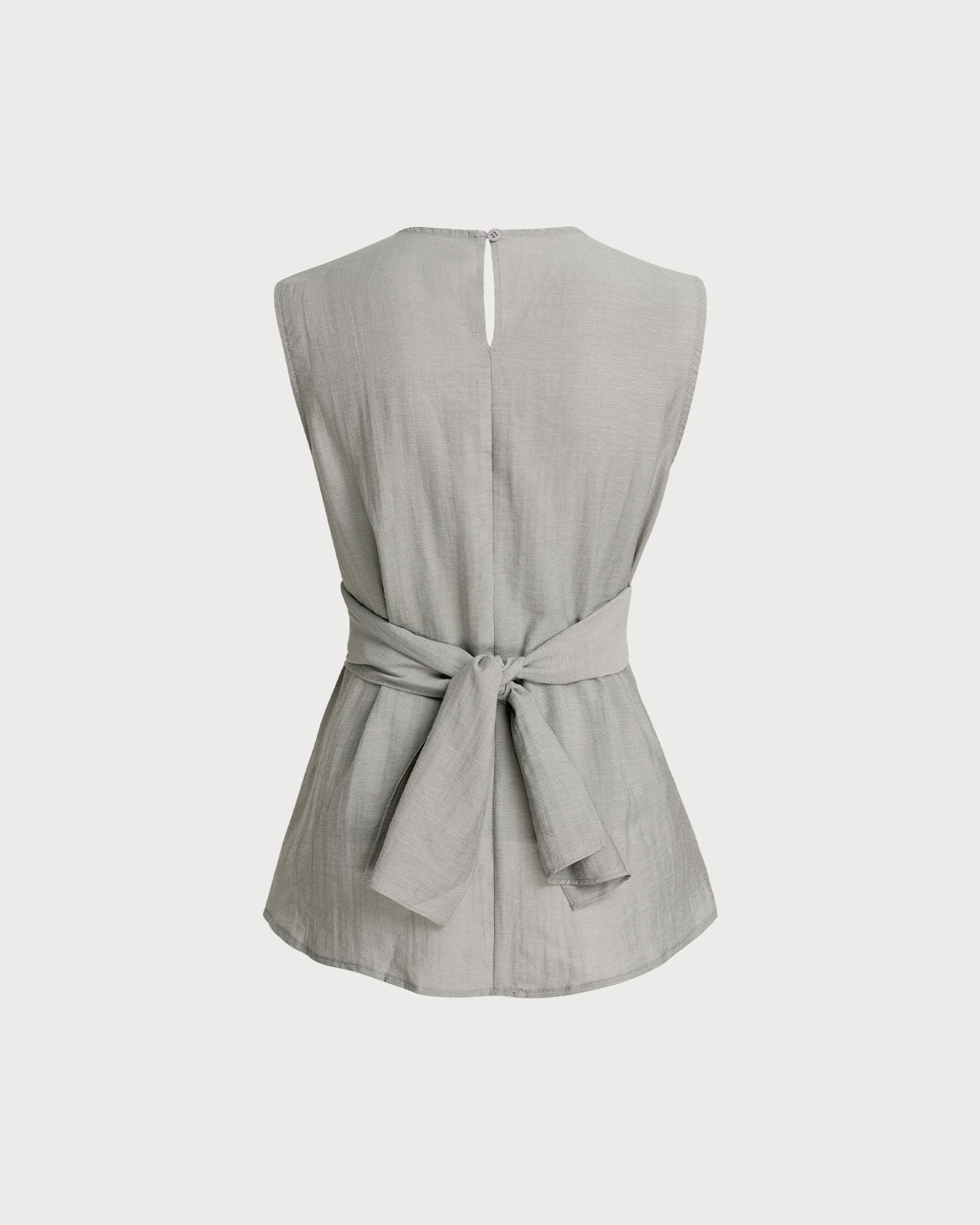 Grey Round Neck Wrap Tank Top