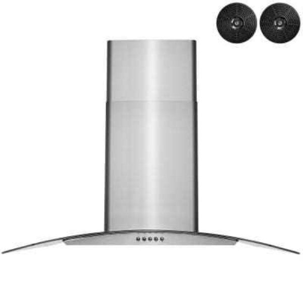 AKDY 30 Wall Mount Stainless Steel Push Panel Kitchen Range Silver