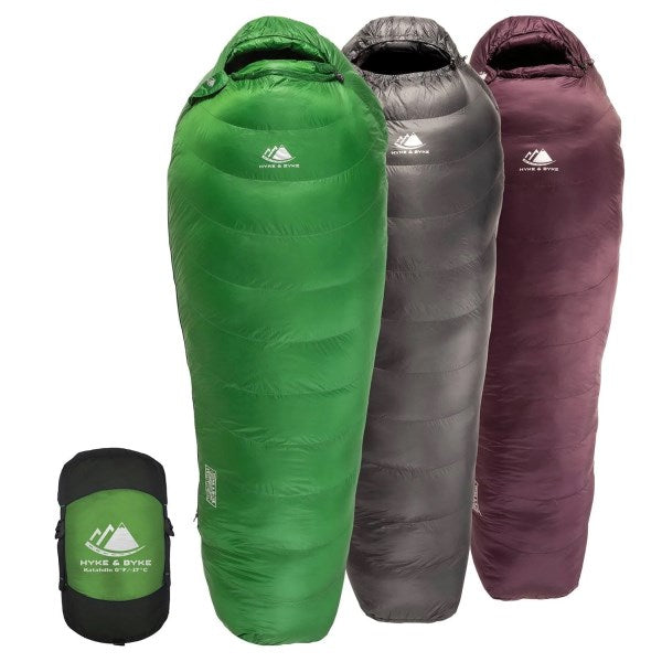 Hyke & Byke Katahdin 0 F Hiking & Backpacking Sleeping Bag - 4 Season, 625FP Ultralight Sleeping Bag - Water Resistant