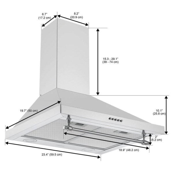 Ancona AN-1562 Vintage Style 24 Convertible Wall Pyramid Range Hood in White