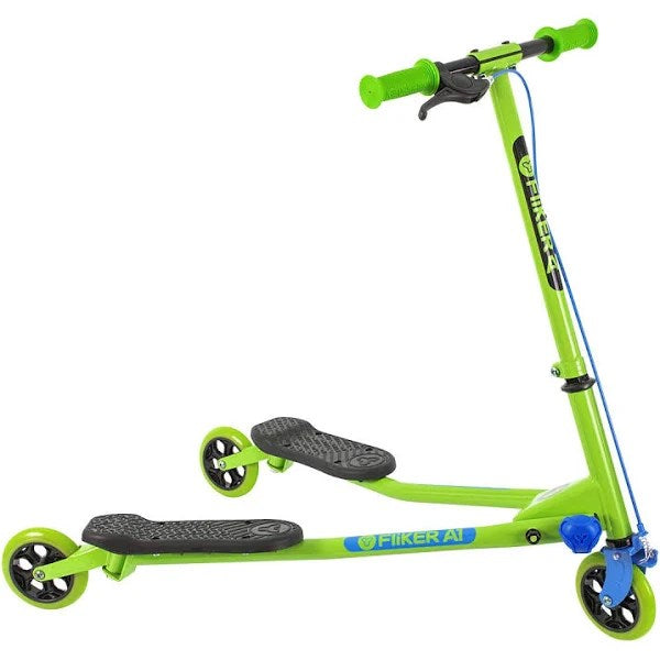 Kids Yvolution Y Fliker Air A1 Green Three-Wheeled Scooter