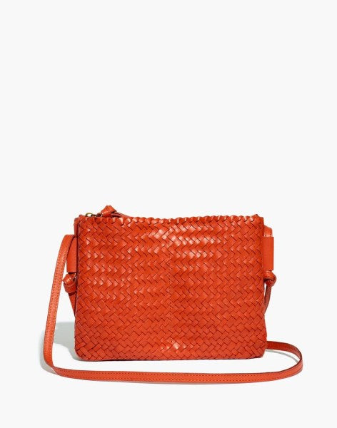Madewell The Knotted Woven Leather Crossbody Bag in Fresh Chili