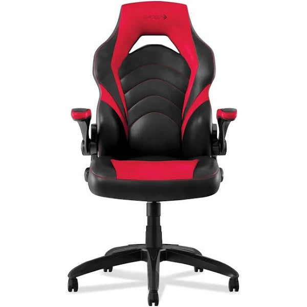 Emerge Vortex Bonded Leather Gaming Chair, Supports Up to 301 lbs, 17.9 to 21.6 Seat Height, Red-Black BACK, Black Base