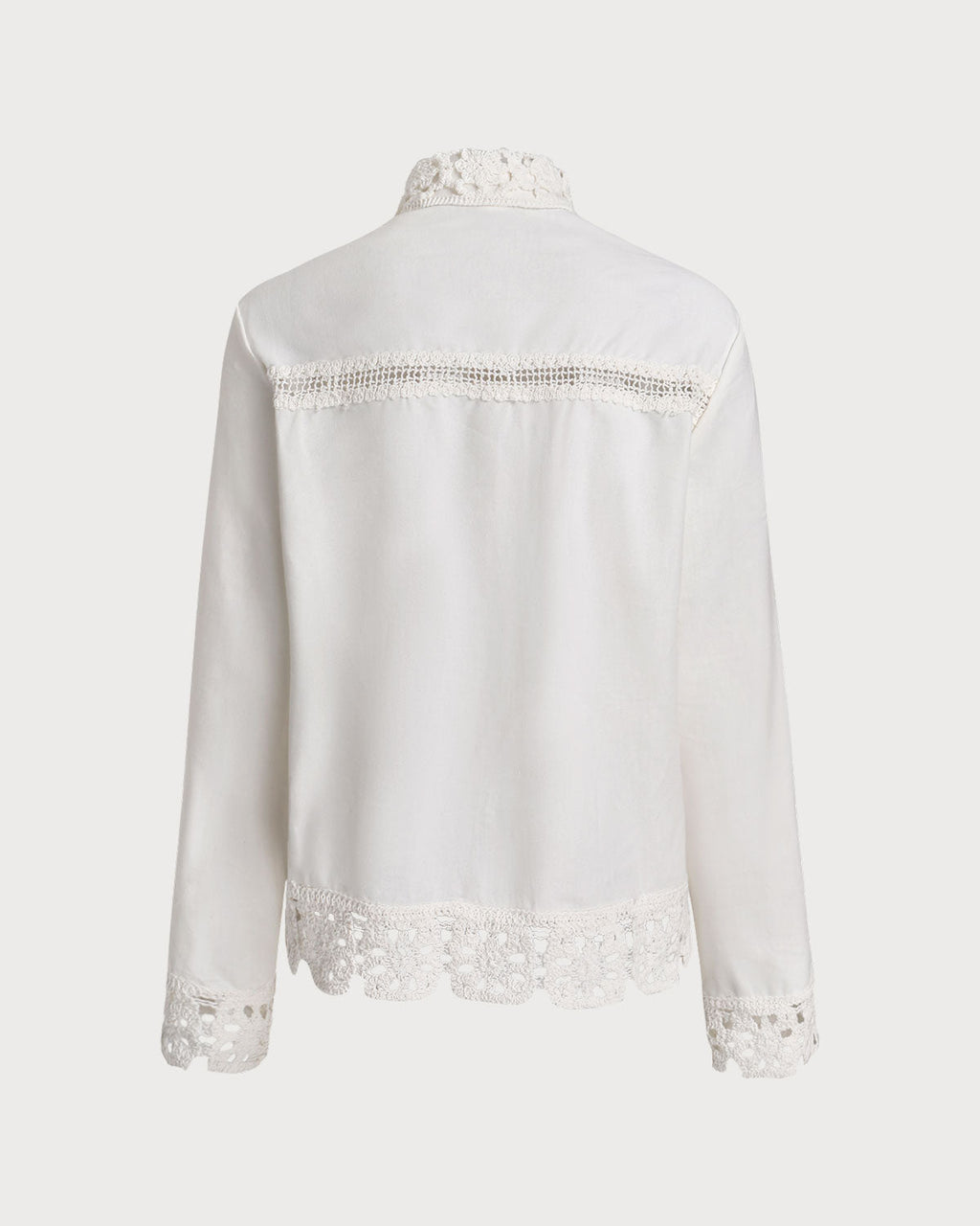 White Textured Crochet Shirt