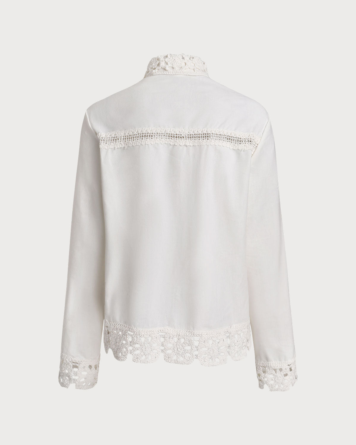 White Textured Crochet Shirt