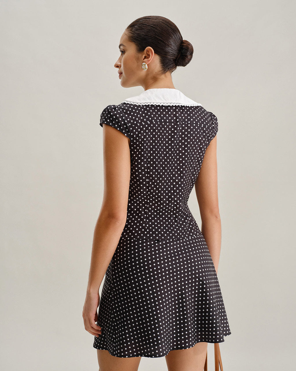 Black Polka Dot Cap Sleeve Shirt