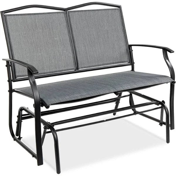 Best Choice Products 2-Person Outdoor Swing Glider, Patio Loveseat, Steel Bench Rocker for Porch Armrests - Gray