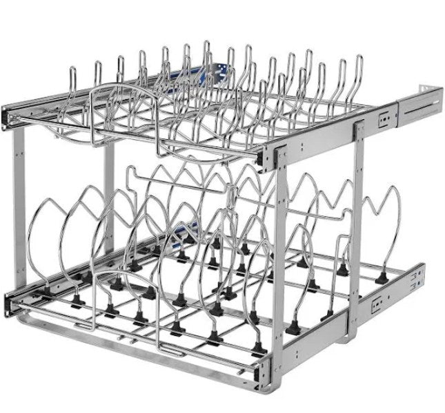 Rev-A-Shelf 20.75-in W x 18-in H 2-Tier Pull Out Metal Soft Close Baskets & Organizers in Chrome | CO-21SC-2-5