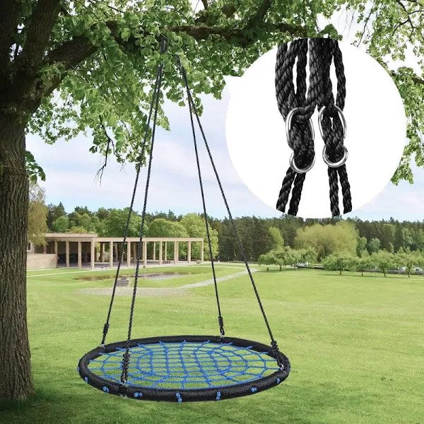 Hyclat Saucer Tree Swing - 40 Spider Web Tree Swing Net Swing Platform Rope Round Swing 70 Detachable Nylon Rope Swivel, Max 60