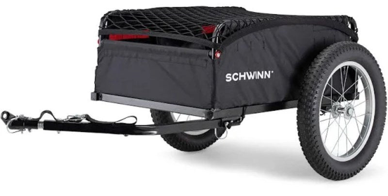 Schwinn Porter Cargo Bike Trailer, Max Weight 100 lbs, Elasticized Mesh Net, Large Knobby Tires, Black