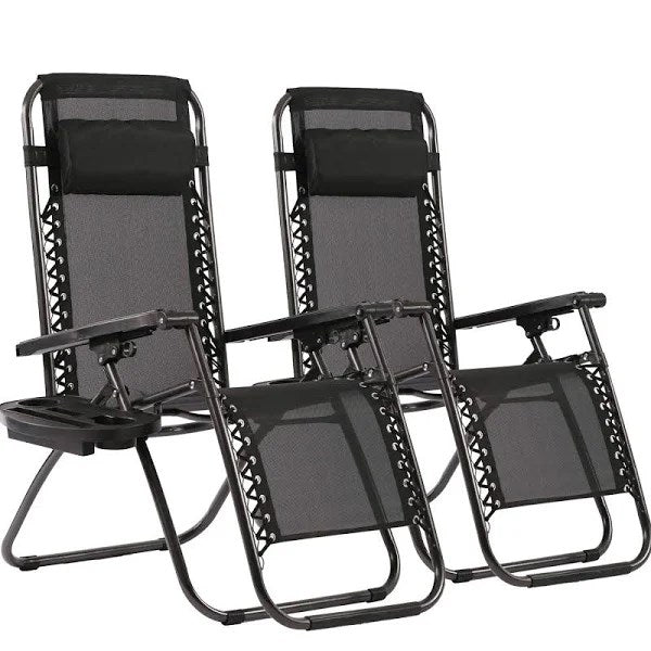 FDW Zero Gravity Chairs Patio Set of 2 with Pillow and Cup Holder