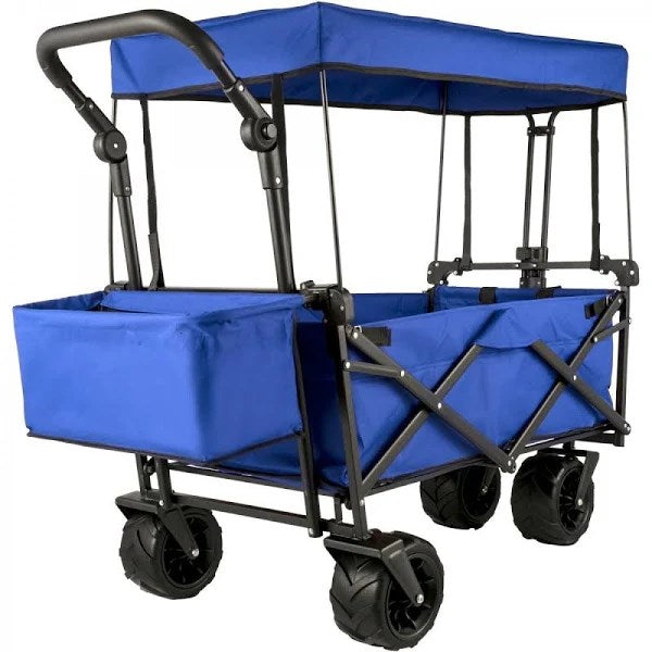 Vevor Folding Wagon Cart, Collapsible Folding Garden Cart Canopy