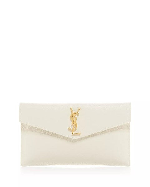 Saint Laurent Uptown Leather Clutch - White