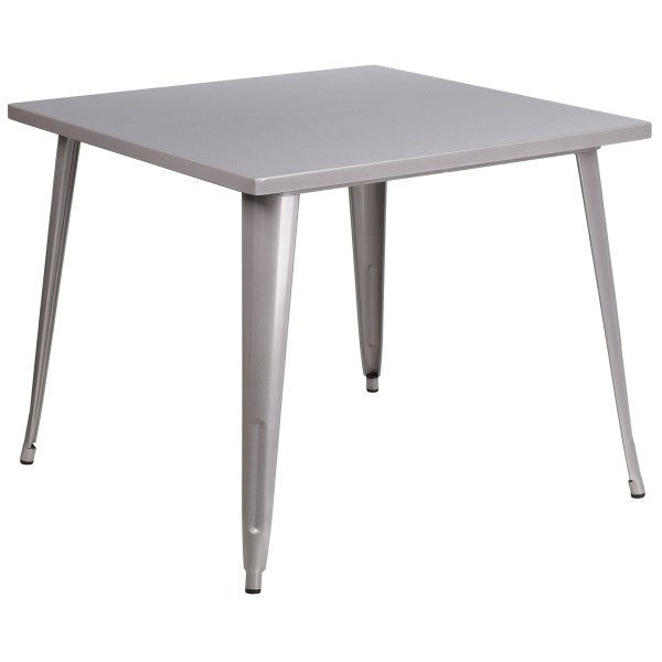Flash Furniture Square Indoor-Outdoor Table, Metal, Silver, 35.5