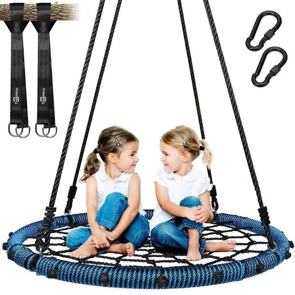 Trekassy 660 lb Spider Web Swing 40 inch for Tree Kids with Steel Frame and 2 Hanging Straps