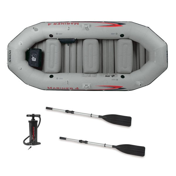 Intex Mariner 4-Person Inflatable Boat Set, Light Grey