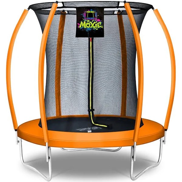 Moxie Pumpkin-Shaped Outdoor Trampoline with Top-Ring Frame Enclosure, 6 ft - Orange