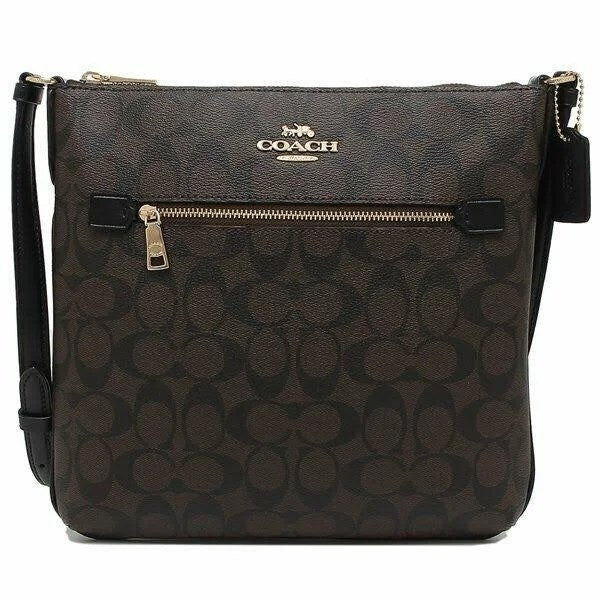 Coach Rowan File Bag in Signature Canvas Brown Black