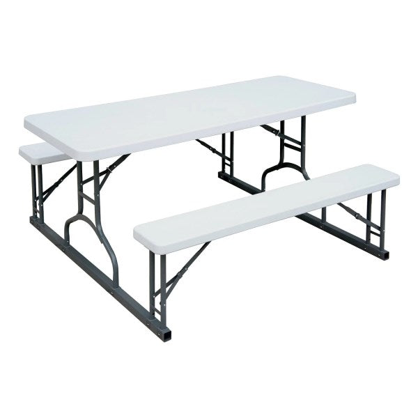 Plastic Development Group PIC345 6 Picnic Outdoor Table with Bench - White