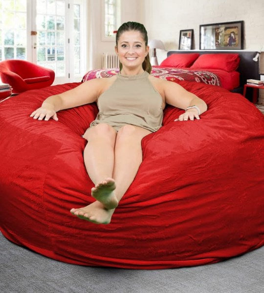 Ultimate Sack 6000: 6 Foot Bean Bag Chair Red Suede