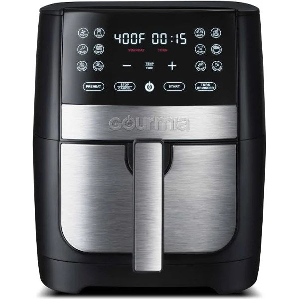 Gourmia 8 Quart Digital Air Fryer with Guided Cooking, Black/SS GAF826