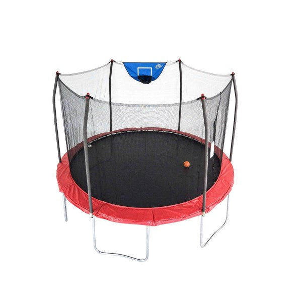 Skywalker Trampolines 12-Foot Jump N Dunk Trampoline with Enclosure Net - Basketball Trampoline
