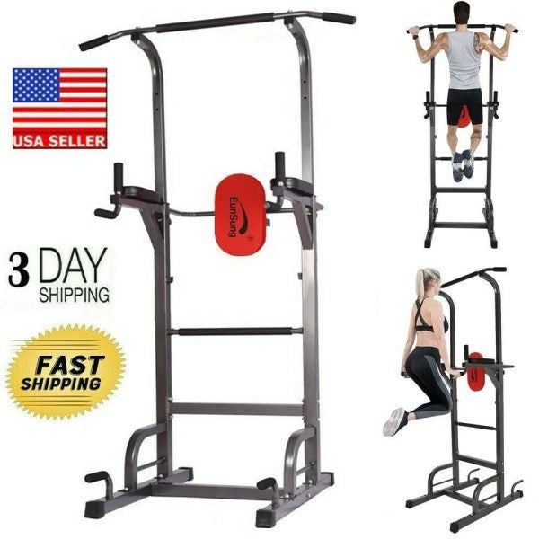 Power Tower Dip Station Pull Up Bar Home Strength Training Workout