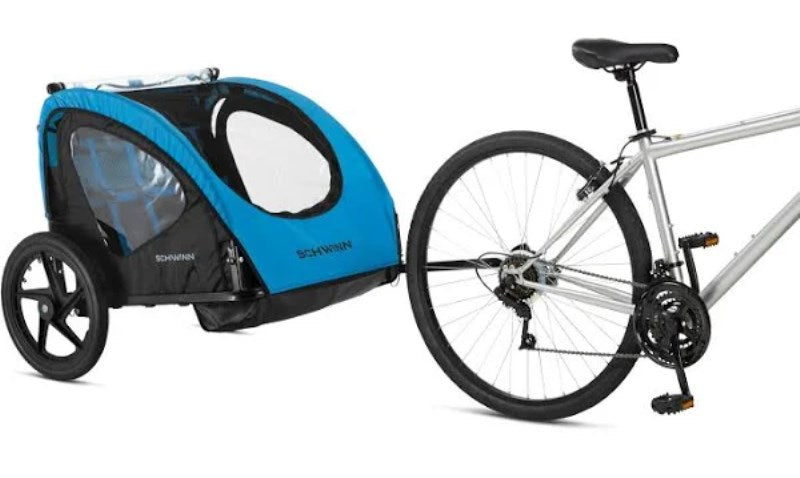 Schwinn Shuttle Foldable Bike Trailer, 2 Passengers, Blue / Black