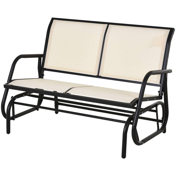 Outsunny 2-Person Steel and Mesh Sling Patio Glider Swing Chair - Cream White