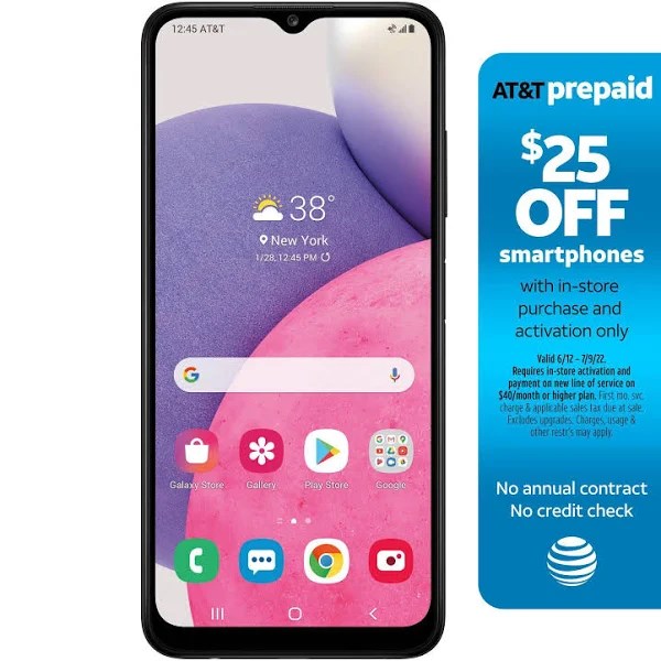 AT&T Samsung A03s, 32gb, Black - Prepaid Smartphone