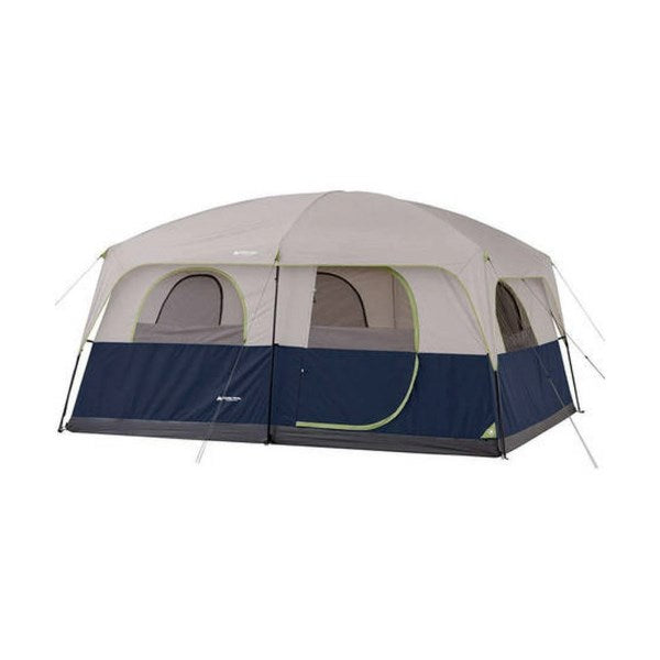 Ozark Trail 10 Person 2 Room Straight Wall Family Cabin Tent, Blue