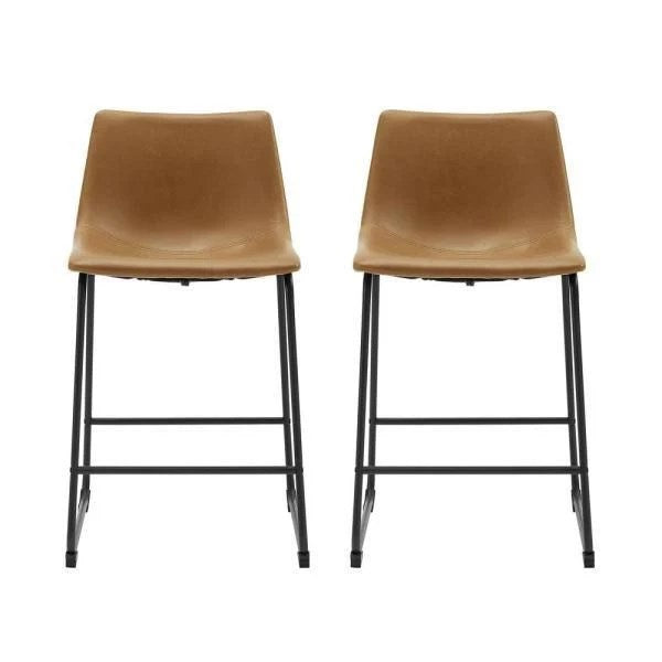 26 Faux Leather Counter Stool 2 Pack - Whiskey Brown (FPU-31)