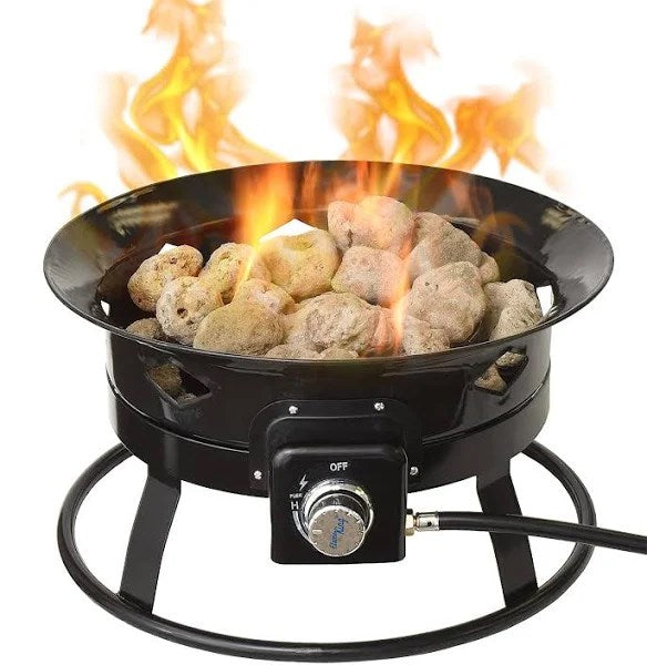 Flame King Portable Propane Outdoor Gas Fire Pit Cover & Carry Kit 19-inch 58,000 BTU, FKG6501D