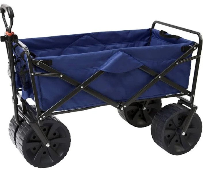 Mac Sports Heavy Duty Collapsible Folding All Terrain Utility Beach Wagon Cart Blue Black