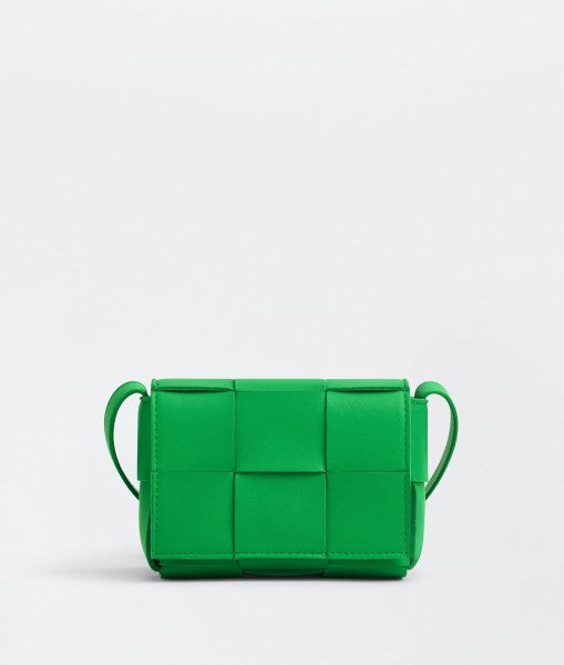 Bottega Veneta Cassette Mini Leather Crossbody Bag - Green