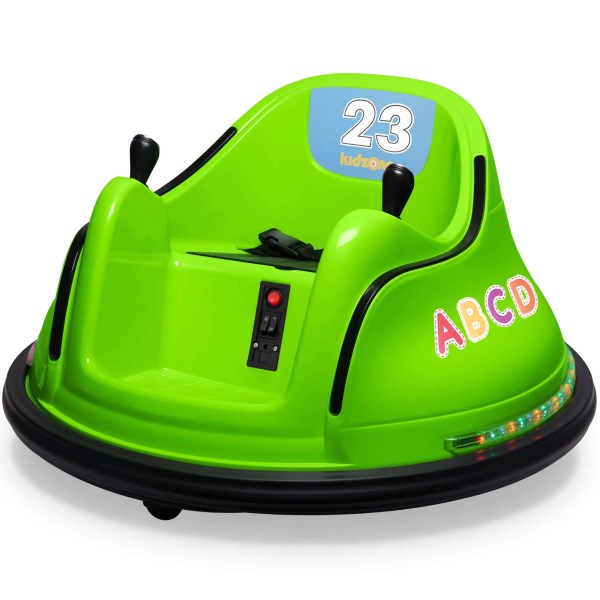 Kidzone DIY Number Kids Toy Electric Ride on Bumper Car Vehicle Remote Control 360 Spin ASTM-Certified 1.5-6 Years, Size: 12V, Green