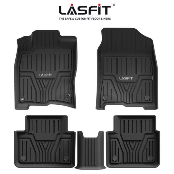 Lasfit Floor Mats for 2016-2021 Honda Civic Sedan/Hatchback/TYPE-R/Sport/Coupe, All Weather Fit TPE Floor Liners Set, 1st and 2nd Row, Black