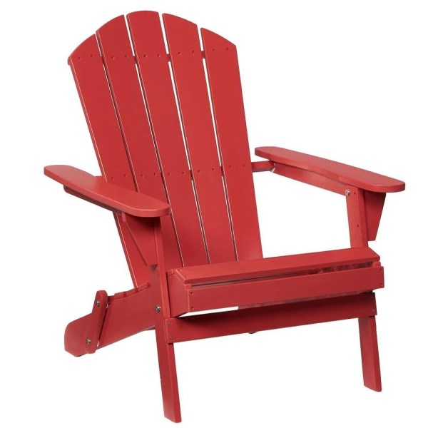 Hampton Bay Adirondack Chili Red Wood Folding Chair