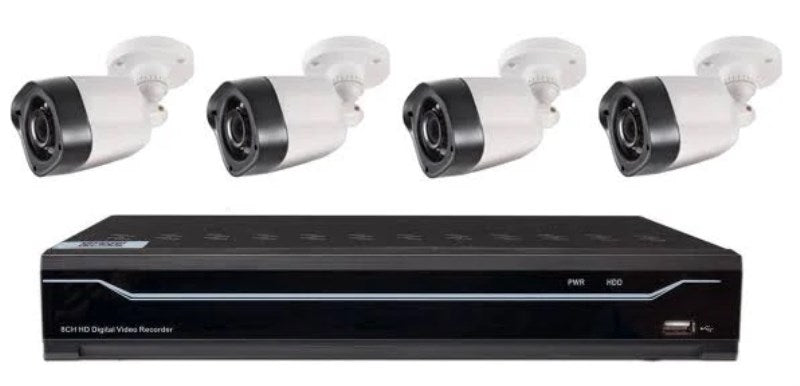8 Channel Surveillance DVR with 4 HD Cameras - Mobile Phone Monitoring Capabilities