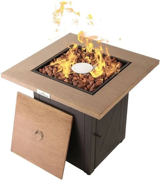 Legacy HEATING 28-in W 48000-BTU Wood Painting Portable Steel Propane Gas Fire Pit