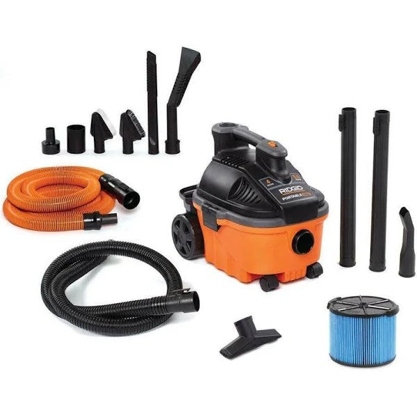 Ridgid 4 gal. 5.0-Peak HP Portable Wet/Dry Shop Vacuum with Filter, Hose, Accessories and Premium Car Cleaning Kit