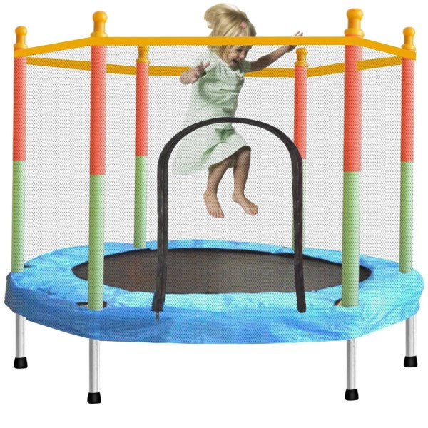 Toddler Trampoline with Enclosure Safety Net, Szbob Indoor Outdoor Small Trampoline for Kids, 55 in/4.6 ft Baby Trampoline Round Jumping Table Mat