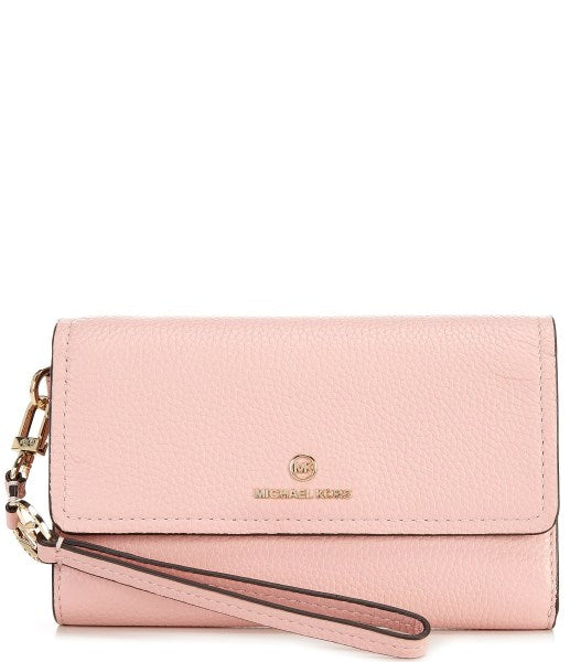 Michael Kors Jet Set Charm Pebble Embossed Leather Large Flap Phone Wristlet